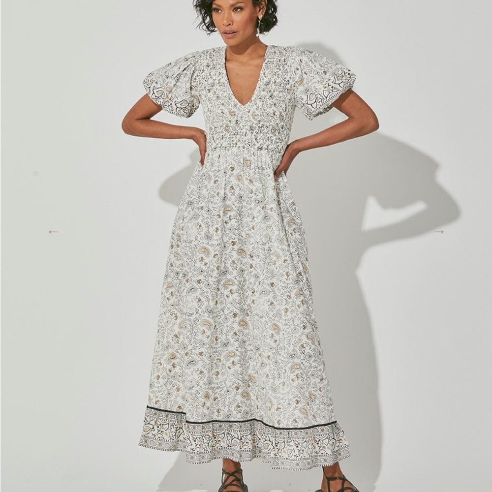 Cleobella White Ruffled Cotton Maxi Sundress
